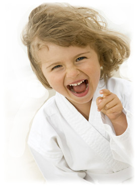 Happy little karate girl